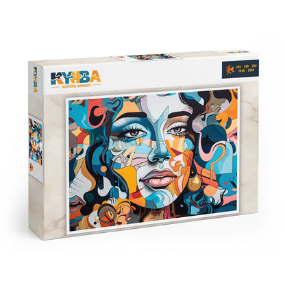 Die minimalistische, cleane Produktverpackung des KYUBA Premium-Puzzle 'Art Lady's.