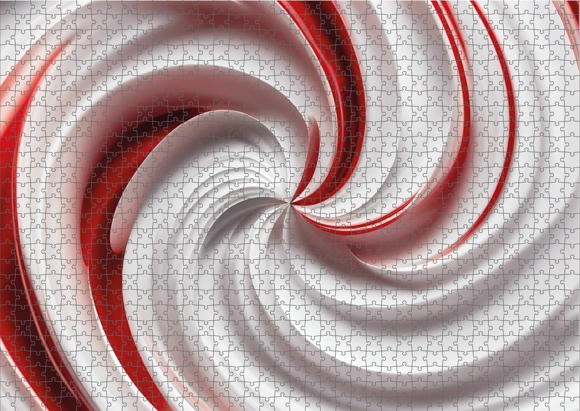 Das fertig gelegte KYUBA Premium-Puzzle 'Red Swirl' mit perfekt passenden Puzzleteilen.