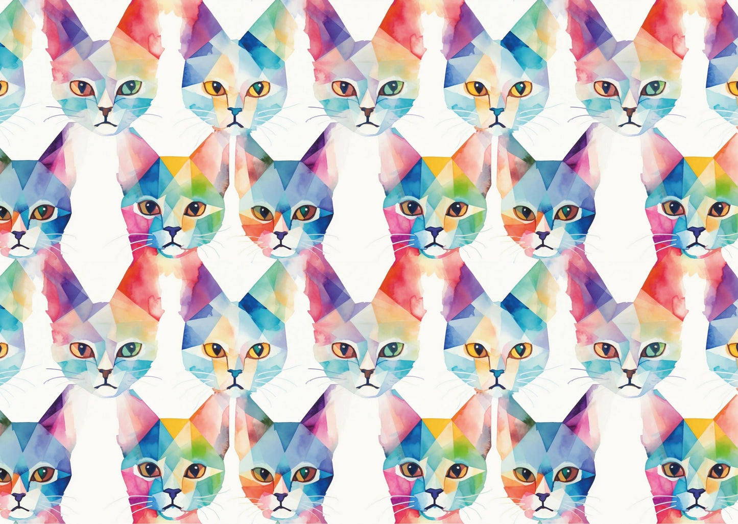 Das detailreiche, farbenfrohe Kunstmotiv des KYUBA Premium-Puzzle 'Geometric Cats's.