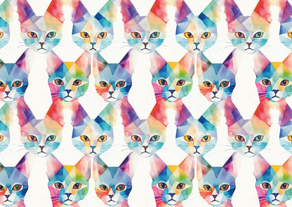 Das detailreiche, farbenfrohe Kunstmotiv des KYUBA Premium-Puzzle 'Geometric Cats's.
