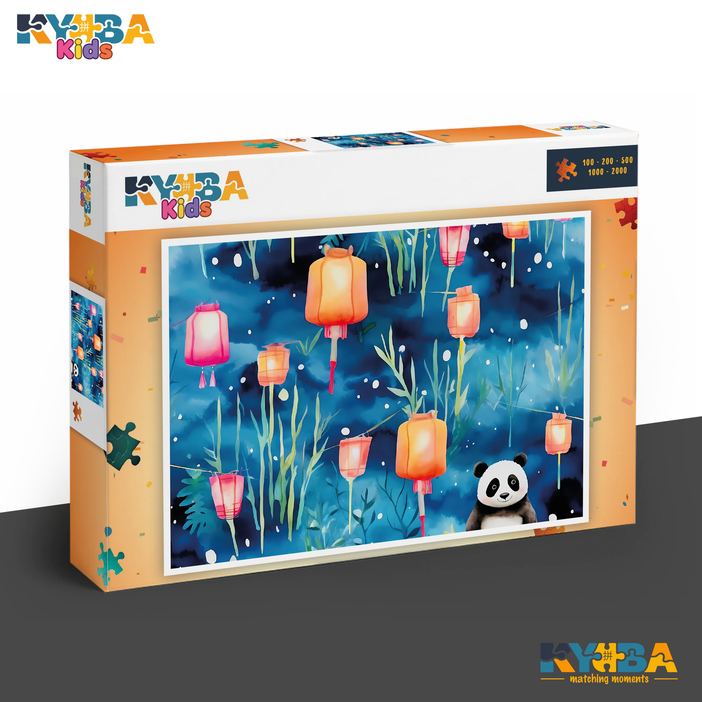 KYUBA Premium-Puzzle 'Panda’s Lantern Night' in seiner edlen Design-Produktbox.