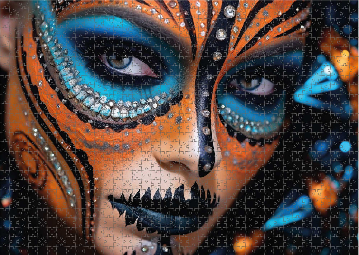 Das fertig gelegte KYUBA Premium-Puzzle 'Jeweled Butterfly' mit perfekt passenden Puzzleteilen.