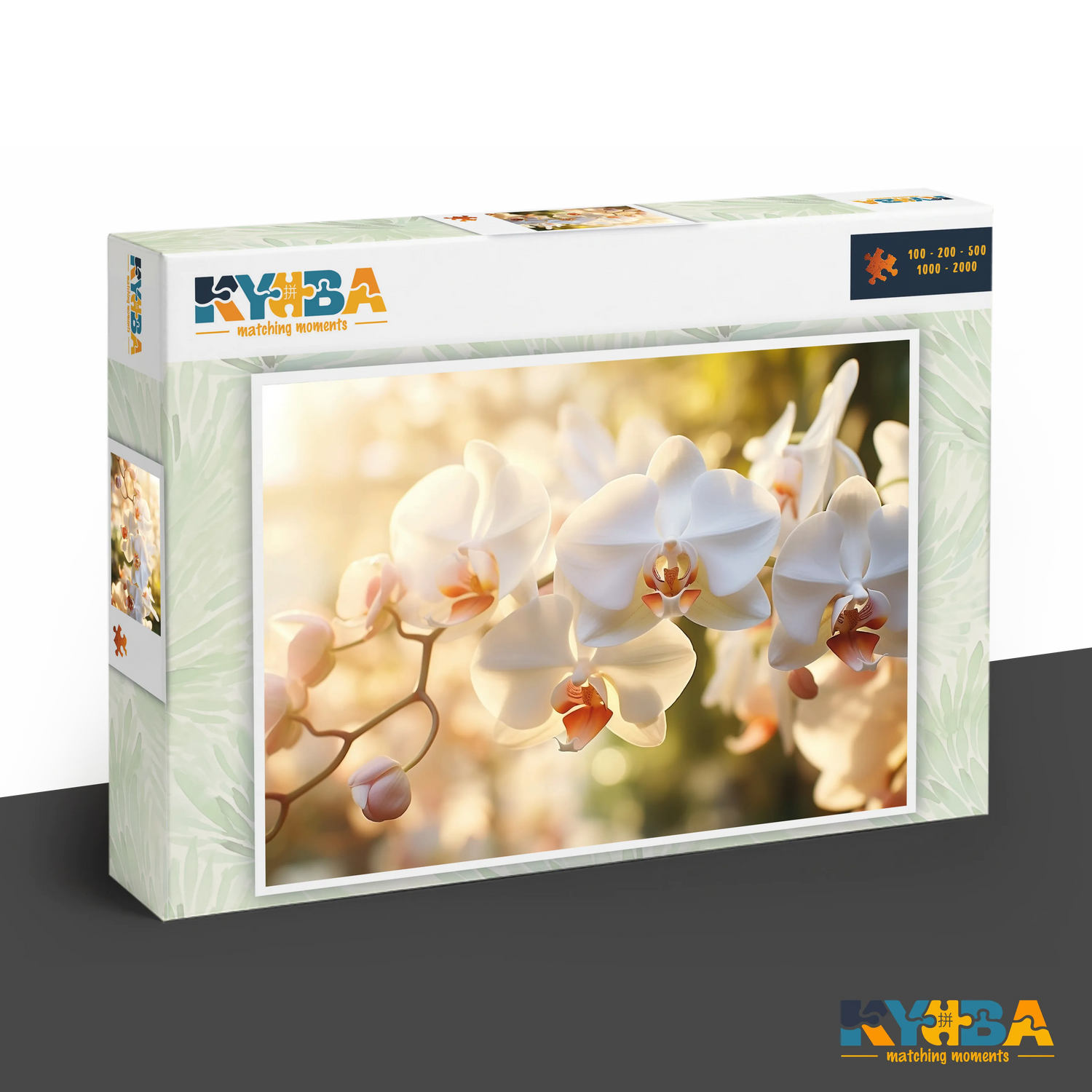 KYUBA Premium-Puzzle 'Zen Orchids' in seiner edlen Design-Produktbox.