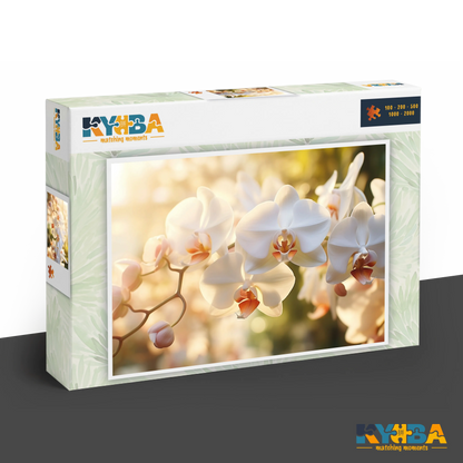 KYUBA Premium-Puzzle 'Zen Orchids' in seiner edlen Design-Produktbox.