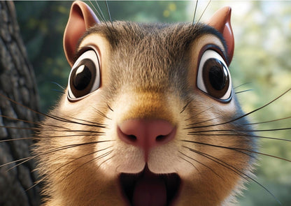 Das detailreiche, farbenfrohe Kunstmotiv des KYUBA Premium-Puzzle 'Cheeky Squirrel's.