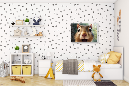 KYUBA Premium-Puzzle 'Cheeky Squirrel' als farbenfrohe und kreative Wanddekoration im Kinderzimmer.