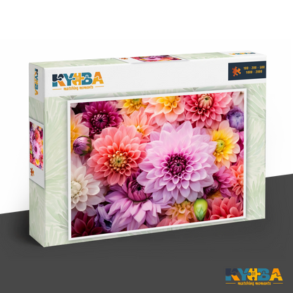 KYUBA Premium-Puzzle 'Blossom Explosion' in seiner edlen Design-Produktbox.