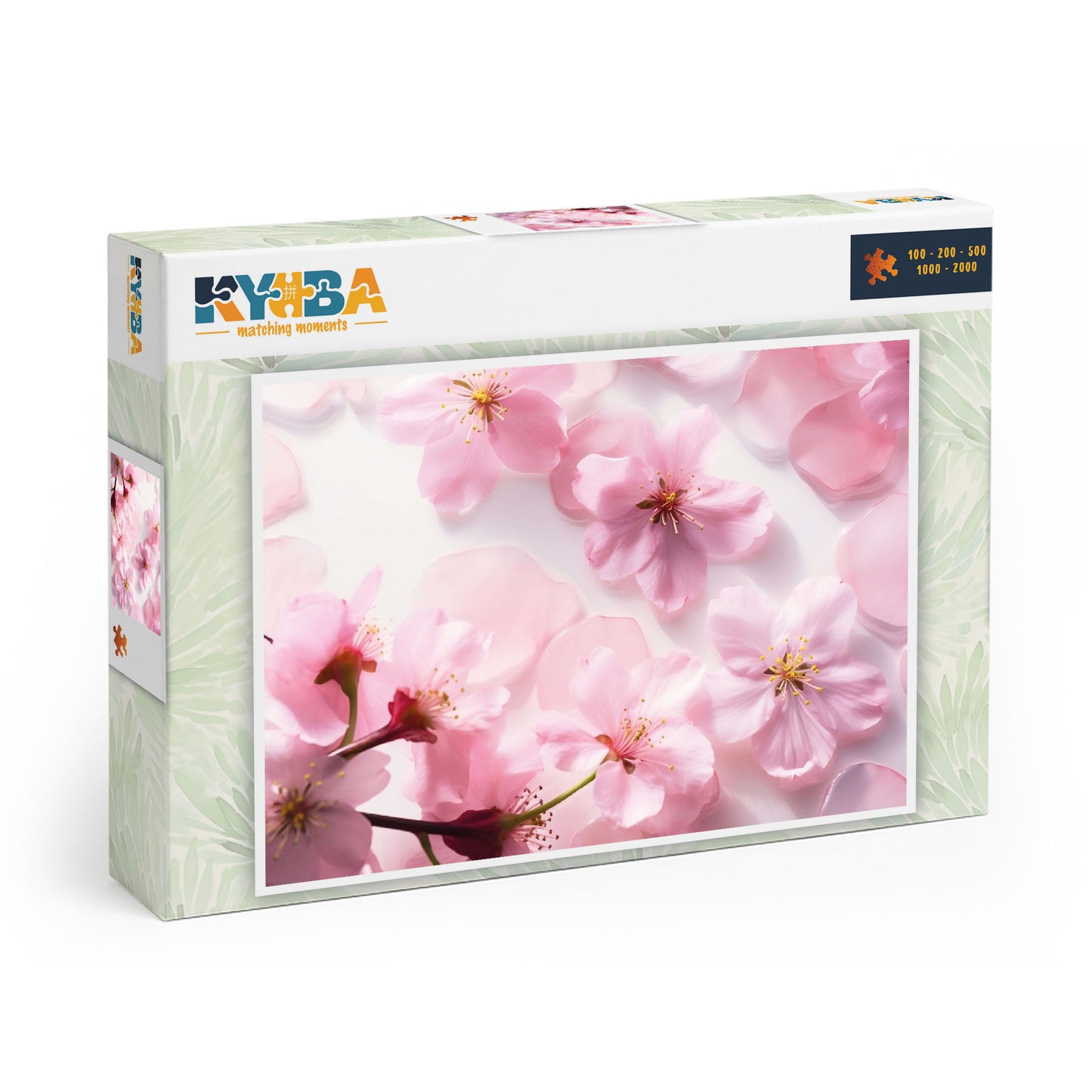 Die minimalistische, cleane Produktverpackung des KYUBA Premium-Puzzle 'Cherry Bliss's.