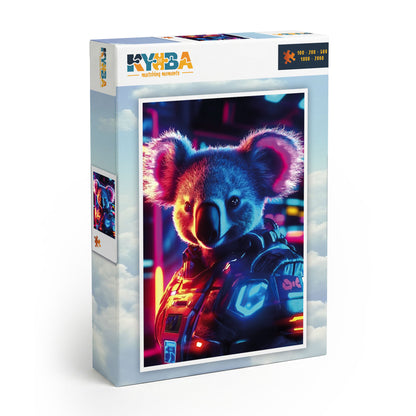 Die minimalistische, cleane Produktverpackung des KYUBA Premium-Puzzle 'Cyber Corgi's.