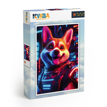 Die minimalistische, cleane Produktverpackung des KYUBA Premium-Puzzle 'Cyber Koala's.
