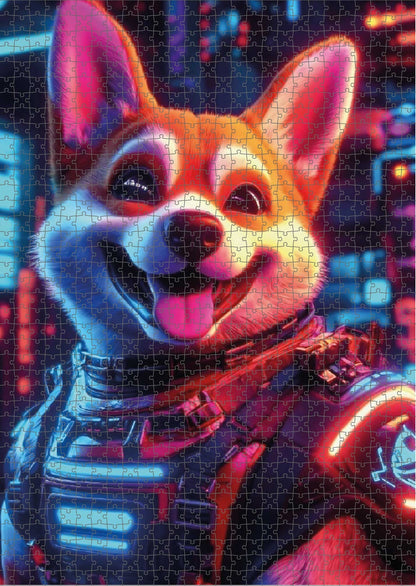 Das fertig gelegte KYUBA Premium-Puzzle 'Cyber Koala' mit perfekt passenden Puzzleteilen.