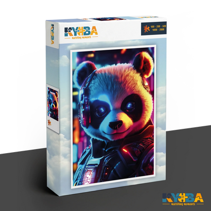 KYUBA Premium-Puzzle 'Cyber Panda' in seiner edlen Design-Produktbox.