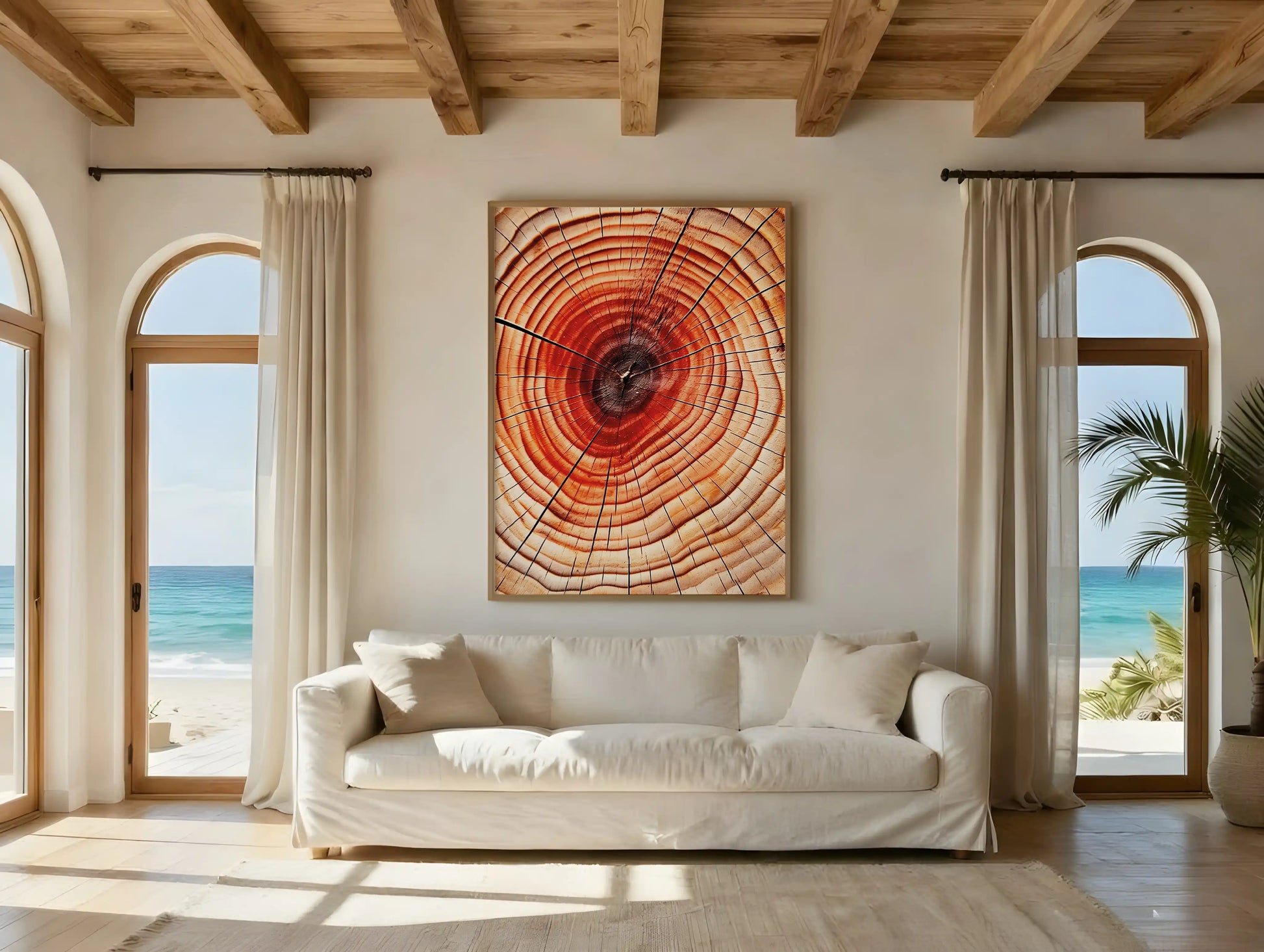 KYUBA Premium-Puzzle 'Eternal Circles' elegant gerahmt an einer stilvollen Wohnzimmerwand.