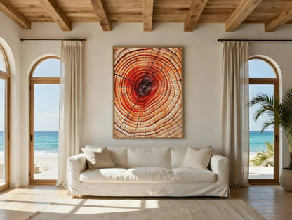 KYUBA Premium-Puzzle 'Eternal Circles' elegant gerahmt an einer stilvollen Wohnzimmerwand.