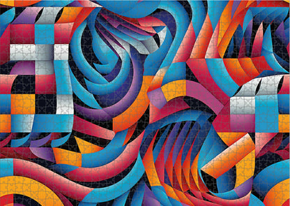 Das fertig gelegte KYUBA Premium-Puzzle 'Vibrant Maze 1' mit perfekt passenden Puzzleteilen.