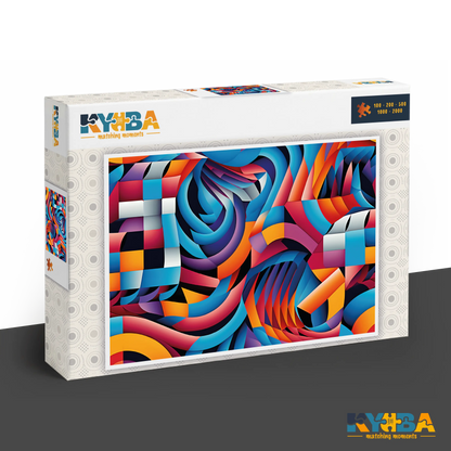KYUBA Premium-Puzzle 'Vibrant Maze 1' in seiner edlen Design-Produktbox.