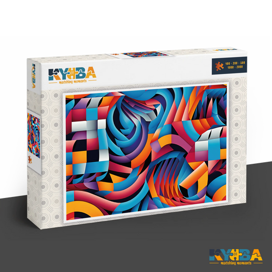 KYUBA Premium-Puzzle 'Vibrant Maze 1' in seiner edlen Design-Produktbox.