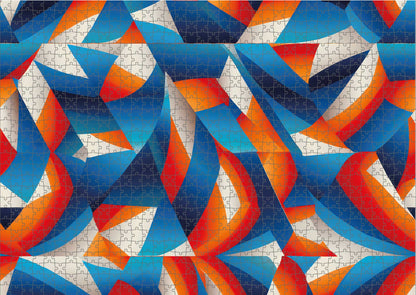 Das fertig gelegte KYUBA Premium-Puzzle 'Vibrant Maze 2' mit perfekt passenden Puzzleteilen.