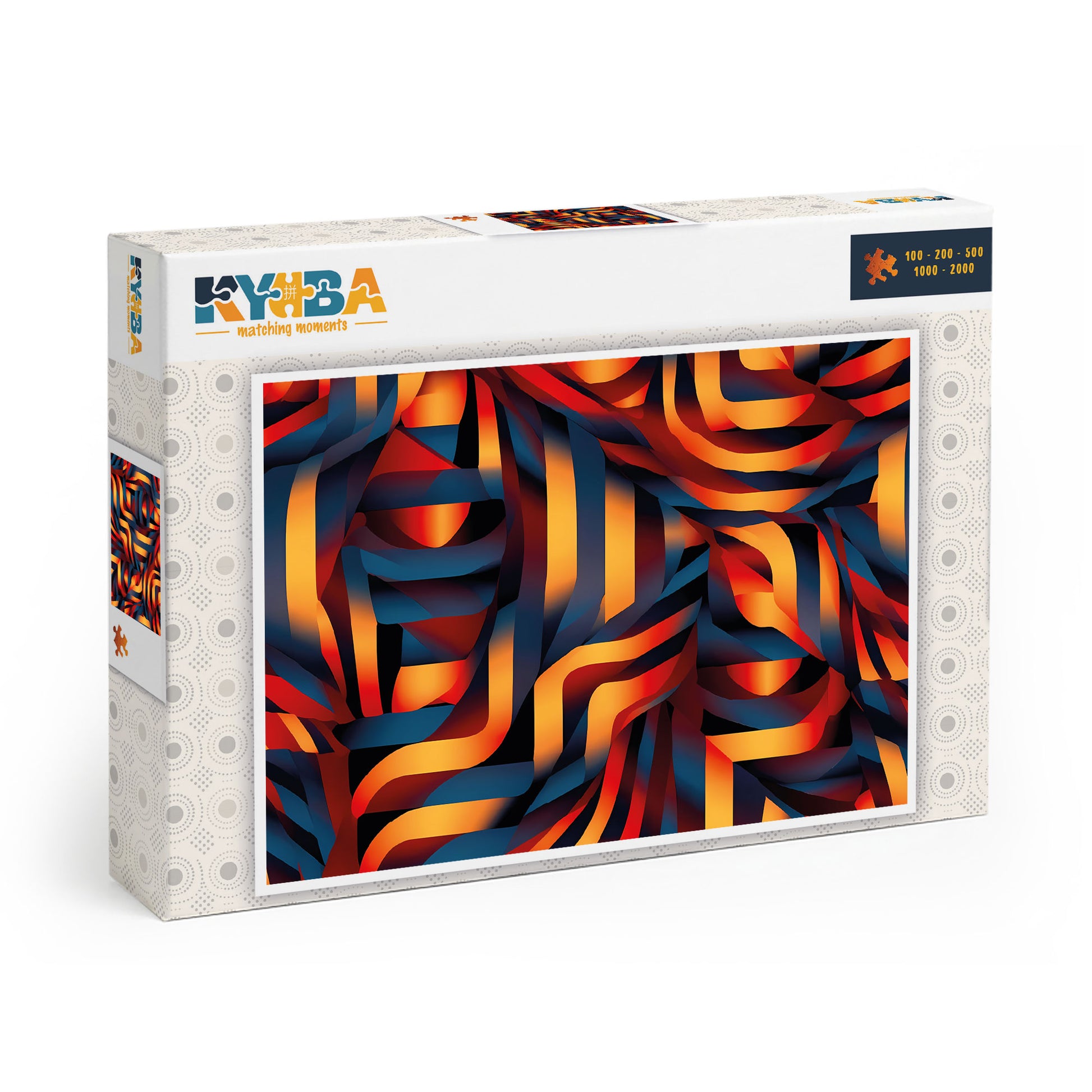 Die minimalistische, cleane Produktverpackung des KYUBA Premium-Puzzle 'Vibrant Maze 3's.