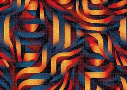 Das fertig gelegte KYUBA Premium-Puzzle 'Vibrant Maze 3' mit perfekt passenden Puzzleteilen.