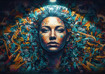 Das detailreiche, farbenfrohe Kunstmotiv des KYUBA Premium-Puzzle 'Art Lady Wall's.