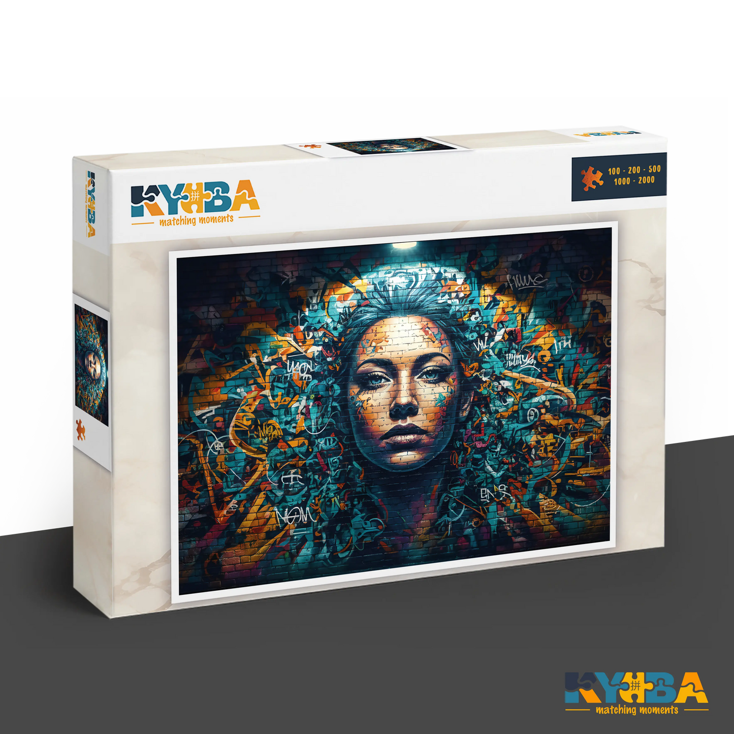 KYUBA Premium-Puzzle 'Art Lady Wall' in seiner edlen Design-Produktbox.