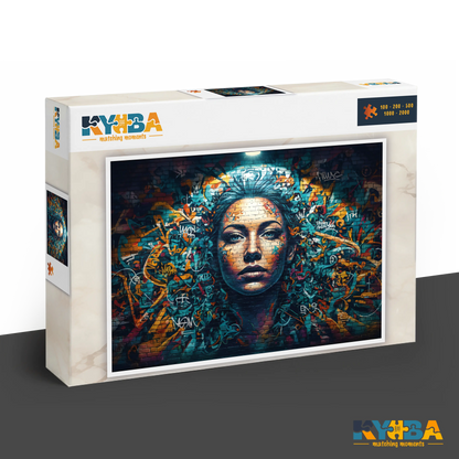 KYUBA Premium-Puzzle 'Art Lady Wall' in seiner edlen Design-Produktbox.