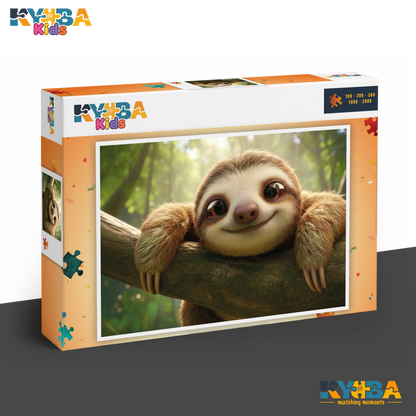 KYUBA Premium-Puzzle 'Happy Sloth' in seiner edlen Design-Produktbox.