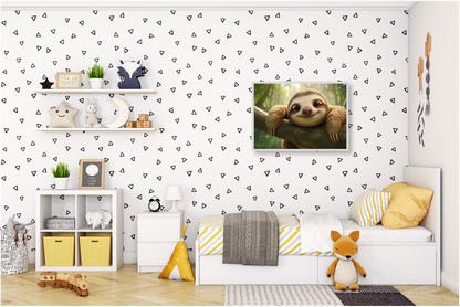 KYUBA Premium-Puzzle 'Happy Sloth' als farbenfrohe und kreative Wanddekoration im Kinderzimmer.