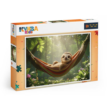 Die minimalistische, cleane Produktverpackung des KYUBA Premium-Puzzle 'Lazy Sloth's.