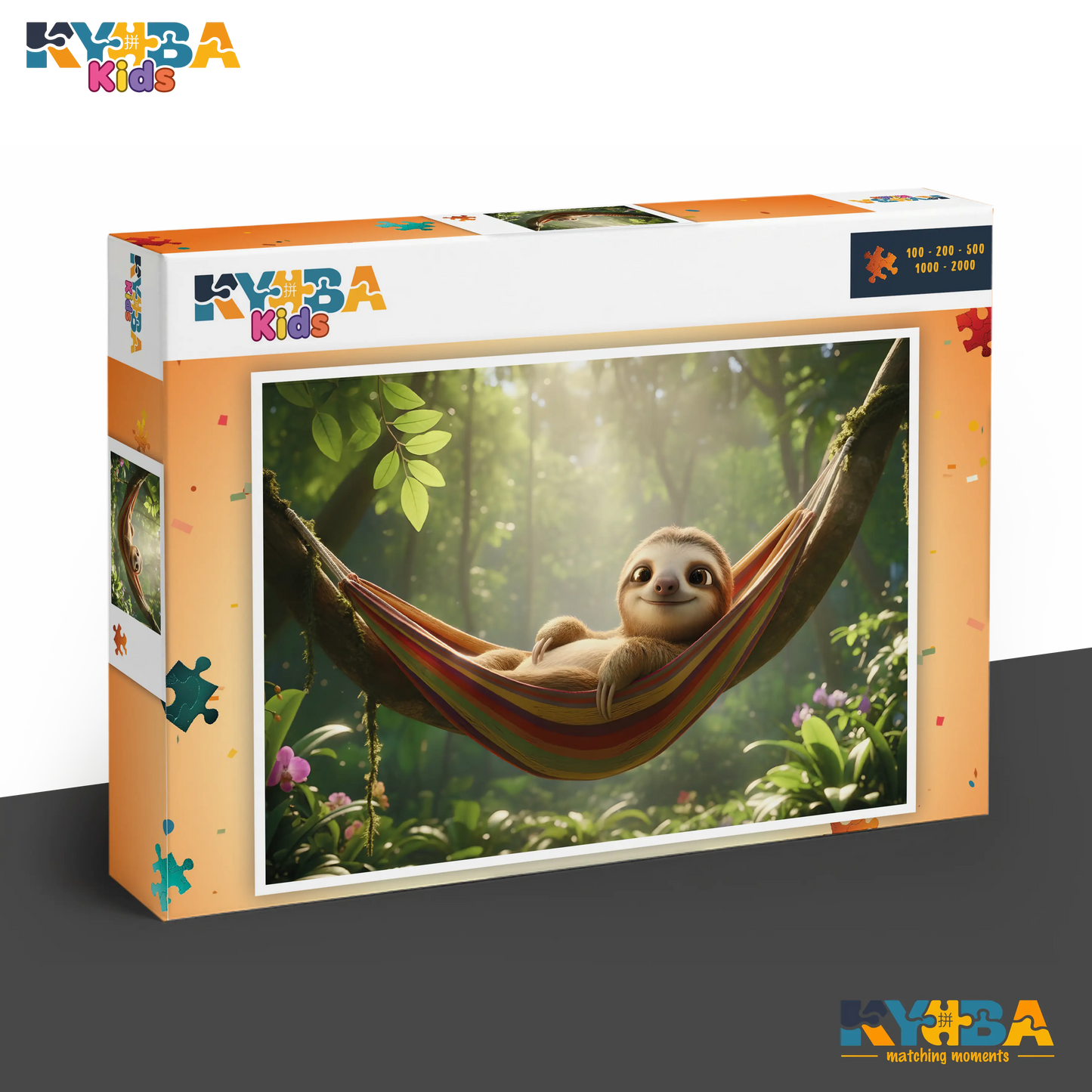 KYUBA Premium-Puzzle 'Lazy Sloth' in seiner edlen Design-Produktbox.