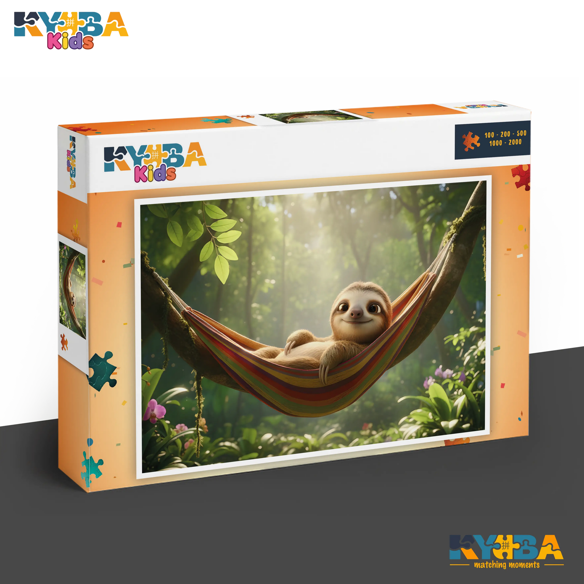 KYUBA Premium-Puzzle 'Lazy Sloth' in seiner edlen Design-Produktbox.