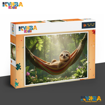 KYUBA Premium-Puzzle 'Lazy Sloth' in seiner edlen Design-Produktbox.