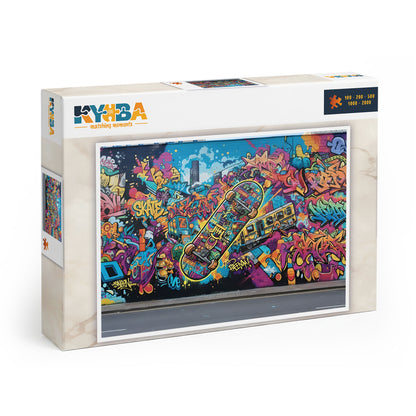Die minimalistische, cleane Produktverpackung des KYUBA Premium-Puzzle 'Skater Soul's.