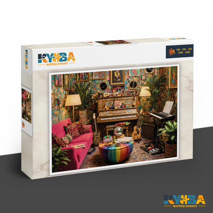 KYUBA Premium-Puzzle 'Melody Mansion' in seiner edlen Design-Produktbox.