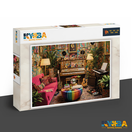 KYUBA Premium-Puzzle 'Melody Mansion' in seiner edlen Design-Produktbox.