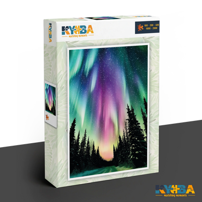 KYUBA Premium-Puzzle 'Celestial Dance' in seiner edlen Design-Produktbox.