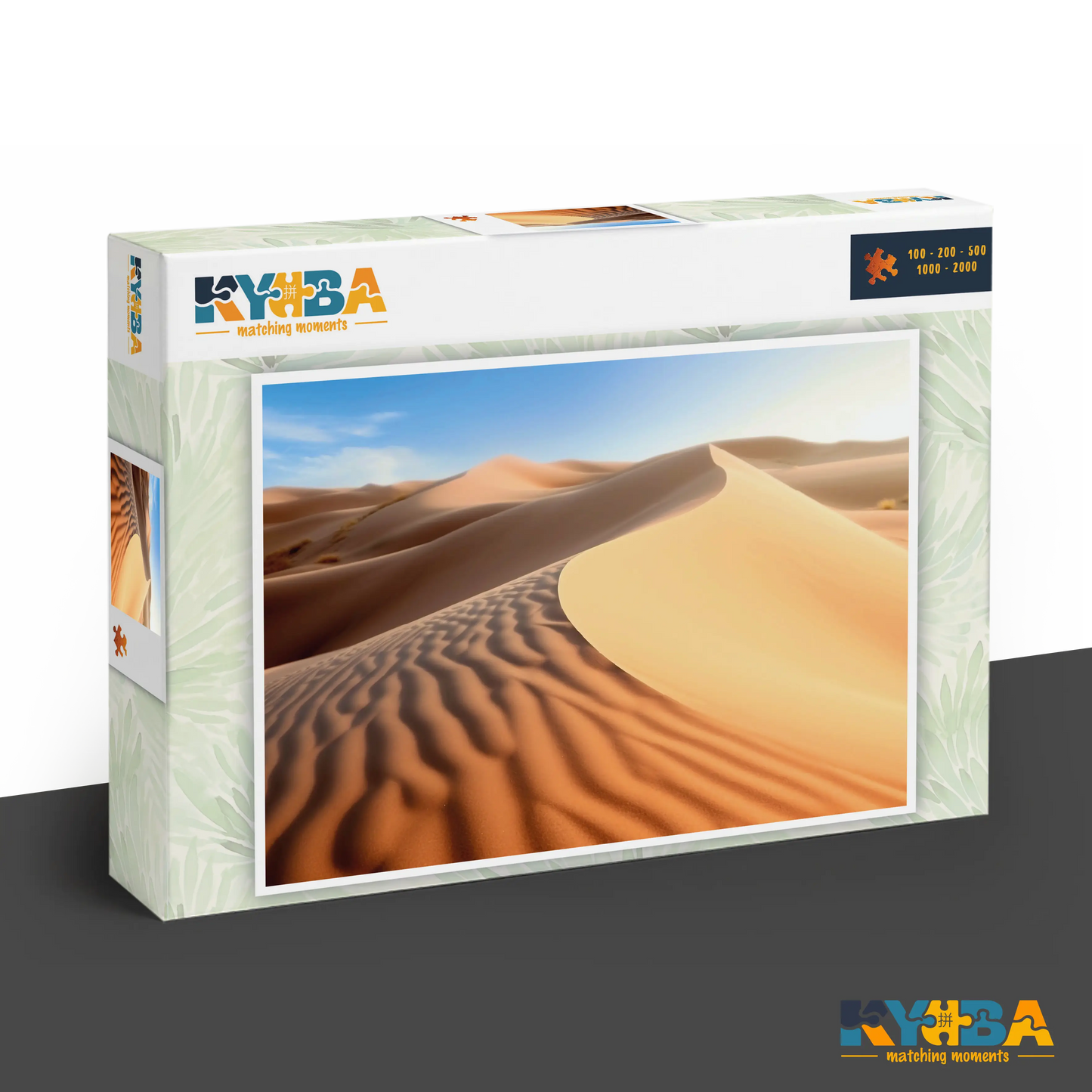 KYUBA Premium-Puzzle 'Golden Dunes' in seiner edlen Design-Produktbox.
