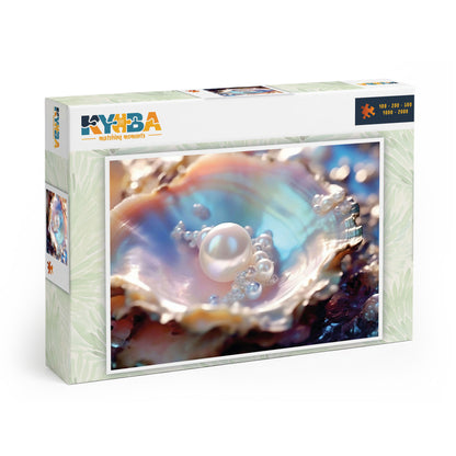 Die minimalistische, cleane Produktverpackung des KYUBA Premium-Puzzle 'Oceans Treasure's.