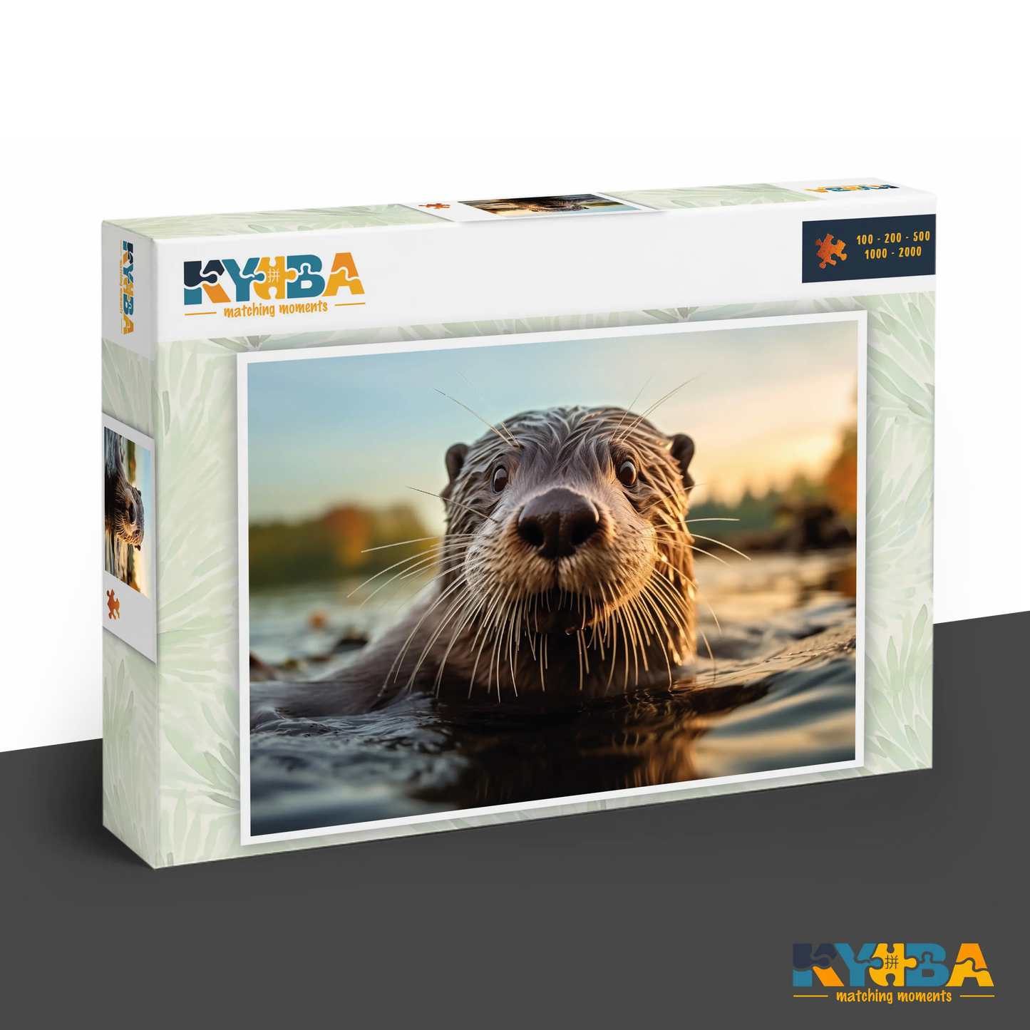 KYUBA Premium-Puzzle 'Golden River Otter' in seiner edlen Design-Produktbox.