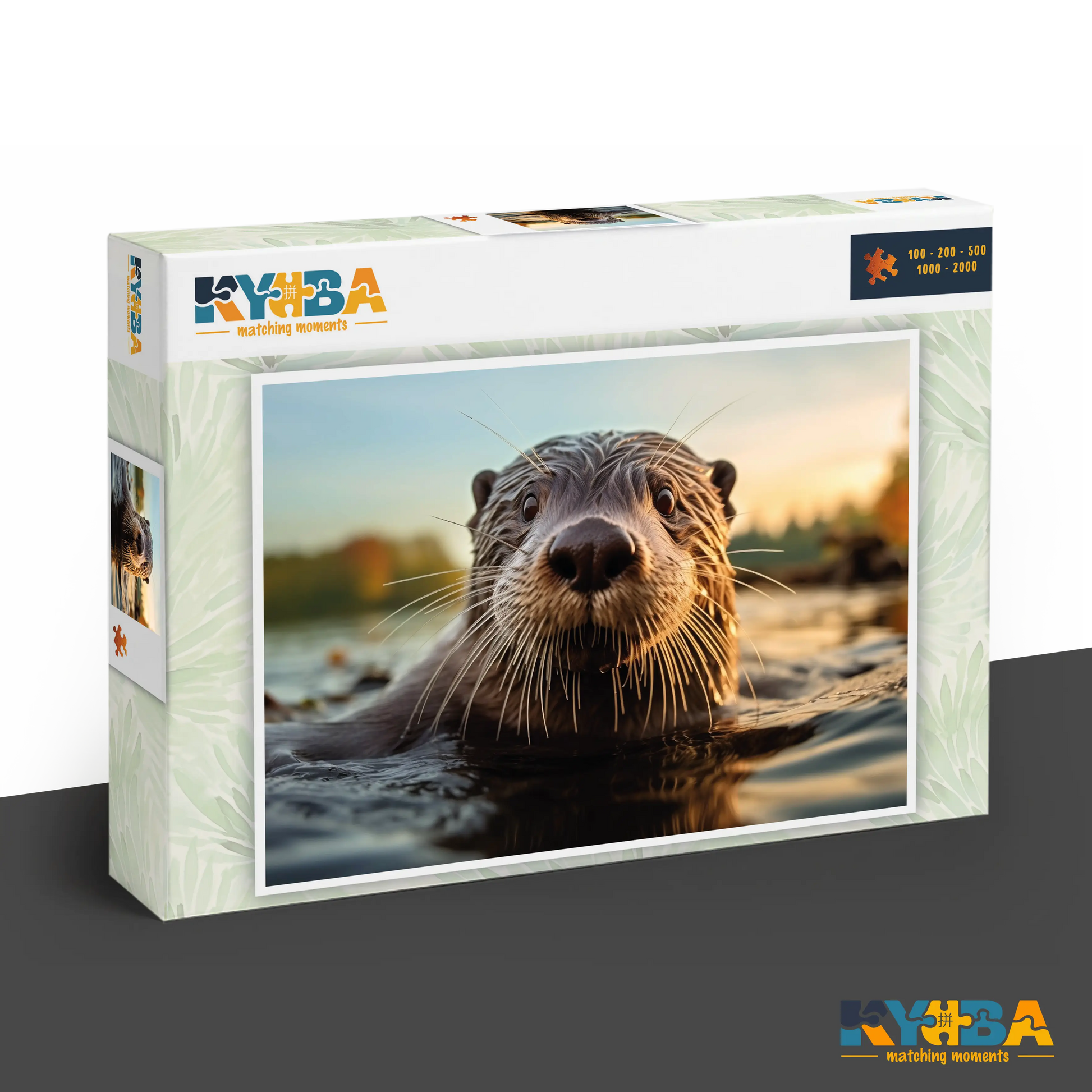 KYUBA Premium-Puzzle 'Golden River Otter' in seiner edlen Design-Produktbox.