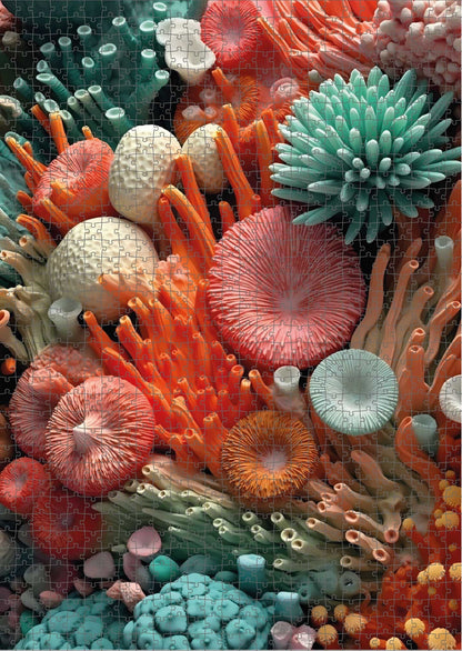 Das fertig gelegte KYUBA Premium-Puzzle 'Coral Garden' mit perfekt passenden Puzzleteilen.