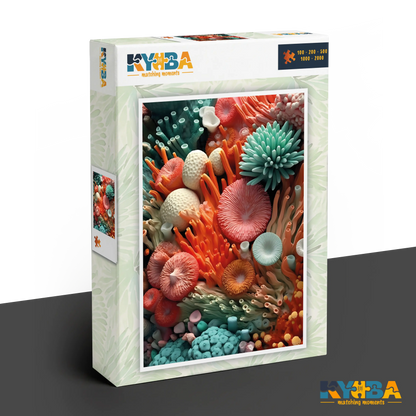KYUBA Premium-Puzzle 'Coral Garden' in seiner edlen Design-Produktbox.