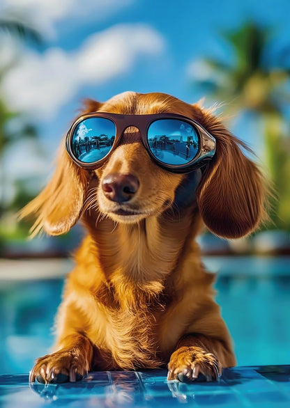 Das detailreiche, farbenfrohe Kunstmotiv des KYUBA Premium-Puzzle 'Poolside Cool's.