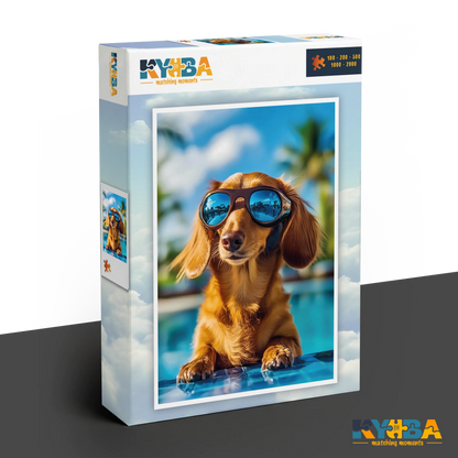 KYUBA Premium-Puzzle 'Poolside Cool' in seiner edlen Design-Produktbox.