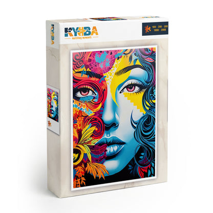Die minimalistische, cleane Produktverpackung des KYUBA Premium-Puzzle 'Azure Muse's.
