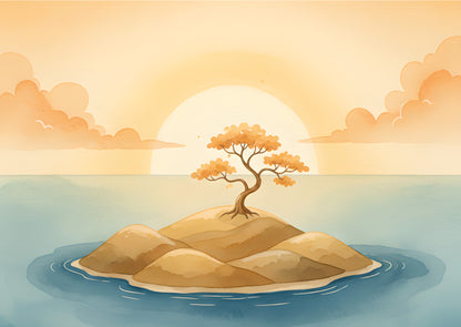 Das detailreiche, farbenfrohe Kunstmotiv des KYUBA Premium-Puzzle 'Island of Serenity's.