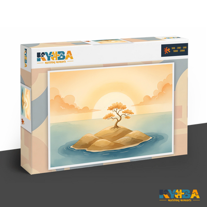 KYUBA Premium-Puzzle 'Island of Serenity' in seiner edlen Design-Produktbox.