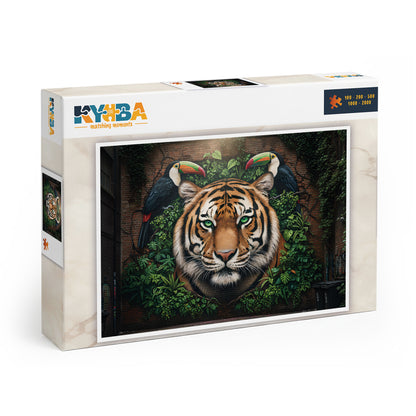 Die minimalistische, cleane Produktverpackung des KYUBA Premium-Puzzle 'Jungle Alley's.
