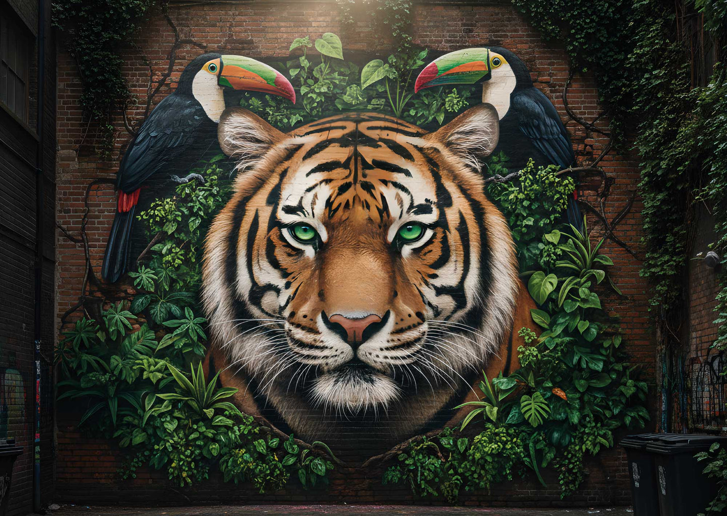 Das detailreiche, farbenfrohe Kunstmotiv des KYUBA Premium-Puzzle 'Jungle Alley's.
